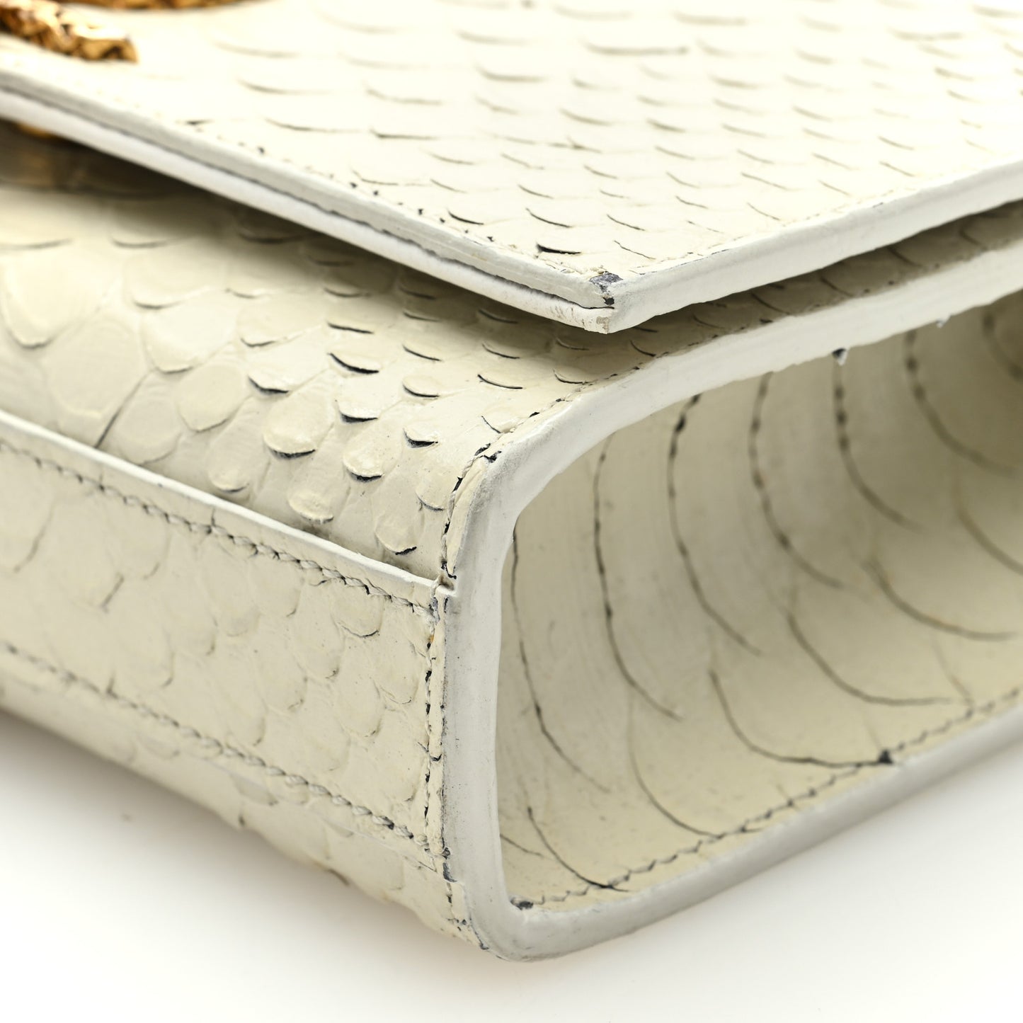 Calfskin Python Embossed Small Classic Monogram Kate Tassel Satchel Ivory