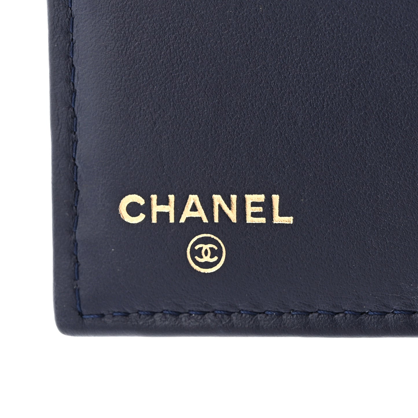 Caviar Quilted Bi-Fold Wallet Dark Blue