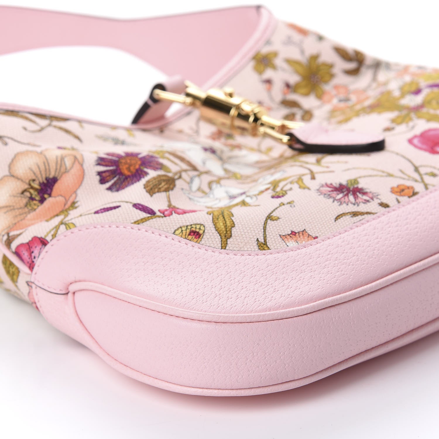 Gucci Canvas Flora Medium Jackie Hobo Light Pink 5 of 10
