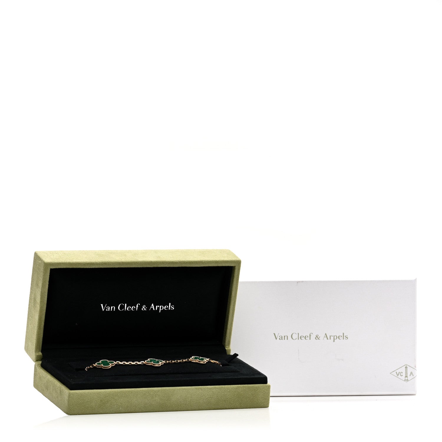 Van Cleef & Arpels 18K Yellow Gold Malachite 5 Motifs Vintage Alhambra Bracelet 5 of 5