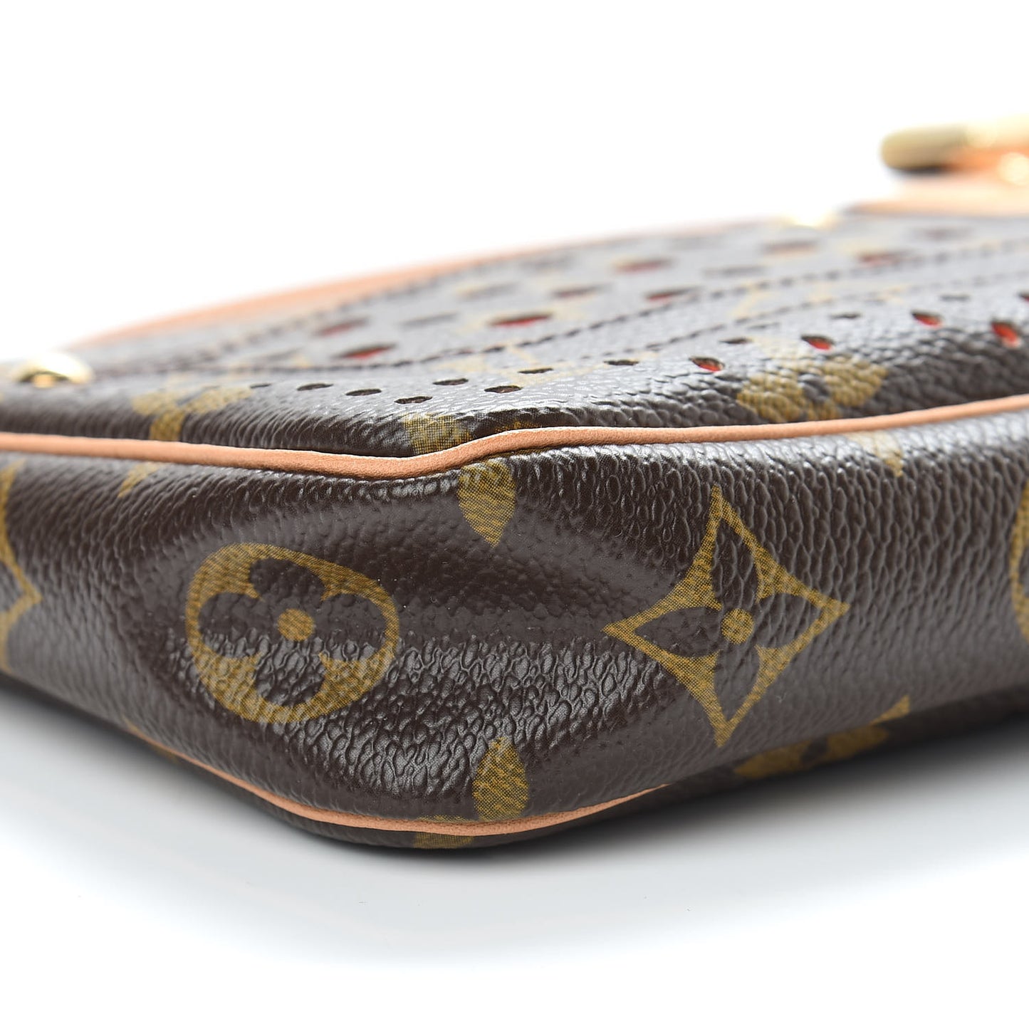 Monogram Perforated Pochette Accessories Bag Orange