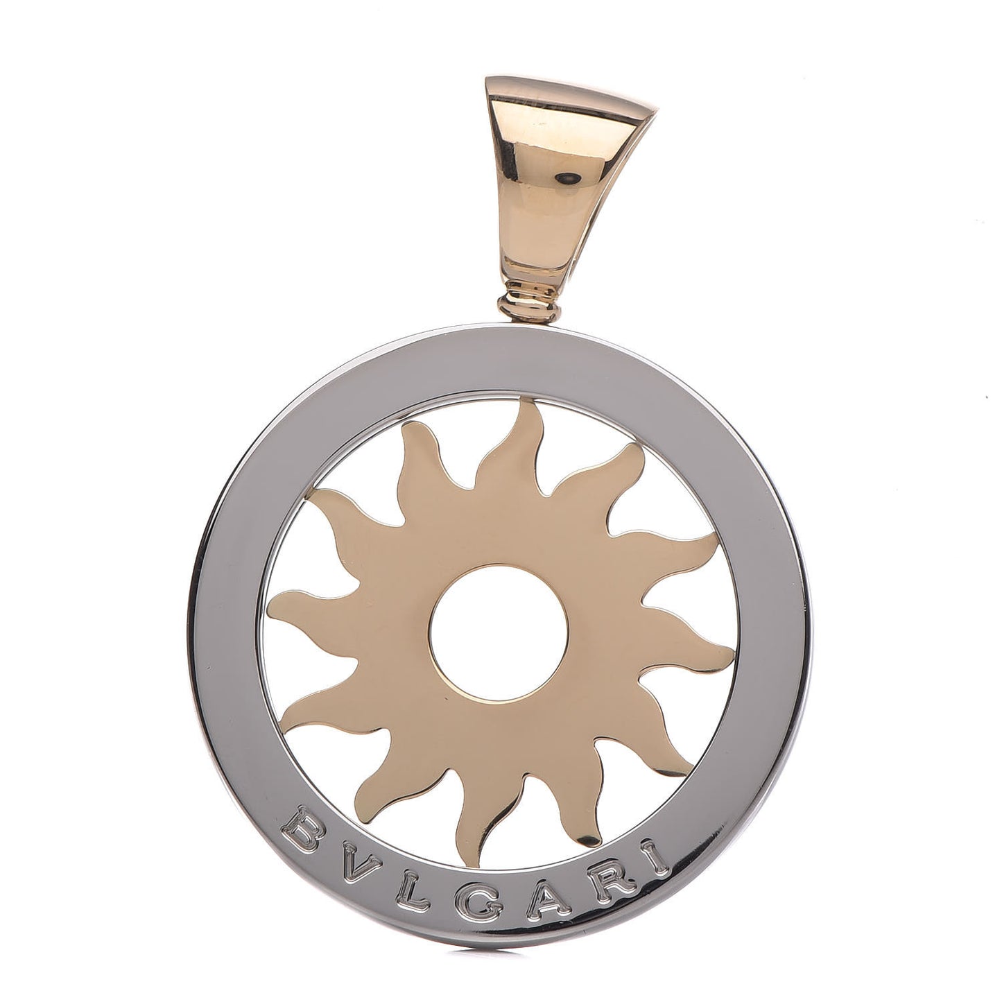 18K Yellow Gold Stainless Steel Tondo Sun Pendant