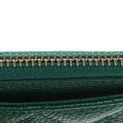 Chanel Metallic Caviar Quilted CC Zip Card Holder Green 8 of 10