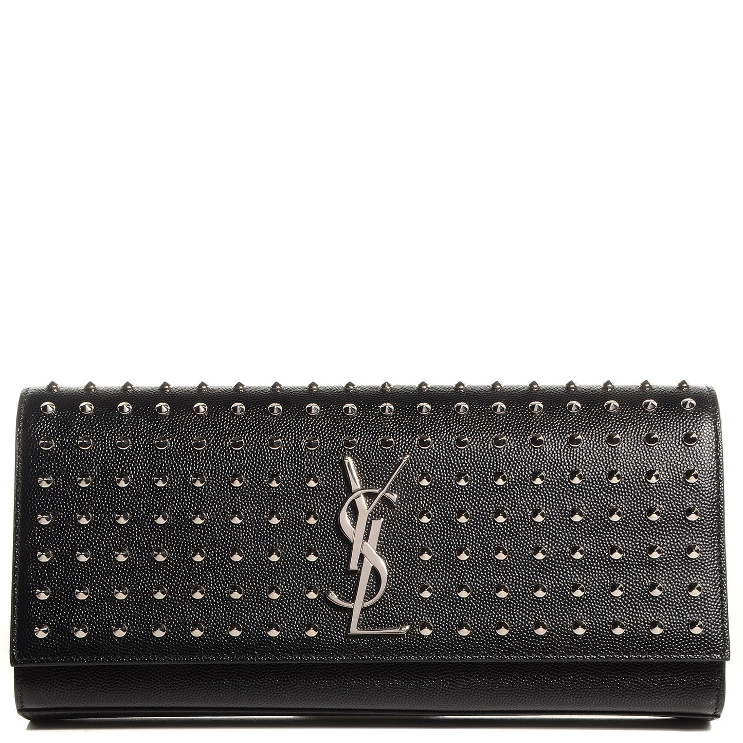 Grain De Poudre Matelasse Monogramme Studded Clutch Black