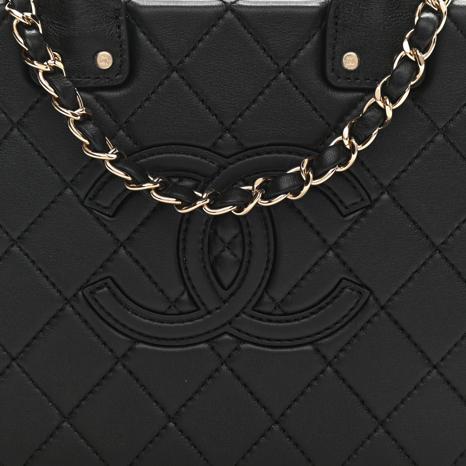 Chanel Calfskin Quilted Studded Square Vanity Case Black 7 of 10