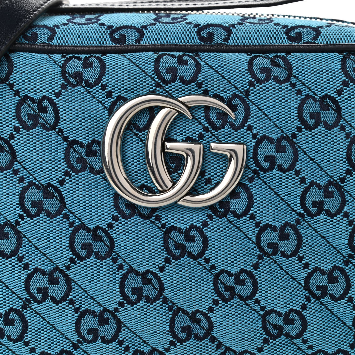 Monogram Multicolor Matelasse Diagonal Small GG Marmont Chain Shoulder Bag Light Blue