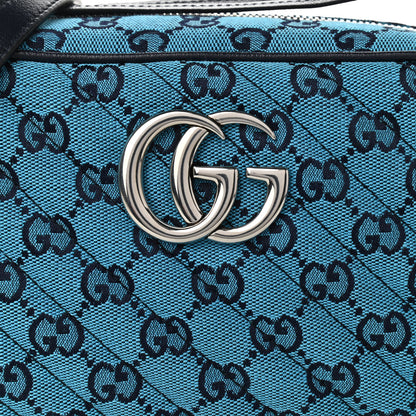Gucci Monogram Multicolor Matelasse Diagonal Small GG Marmont Chain Shoulder Bag Light Blue 14 of 17