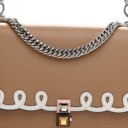 Fendi Vitello Liberty Dolce Scalloped Studded Scrollwork Kan I Shoulder Bag Cuoio White 8 of 10