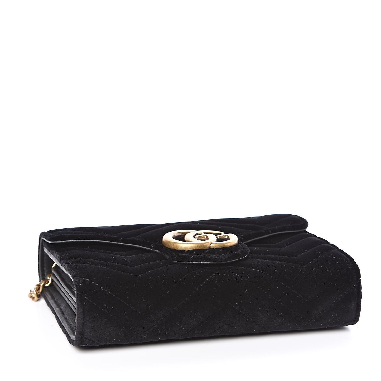 Velvet Matelasse GG Marmont Chain Wallet Black