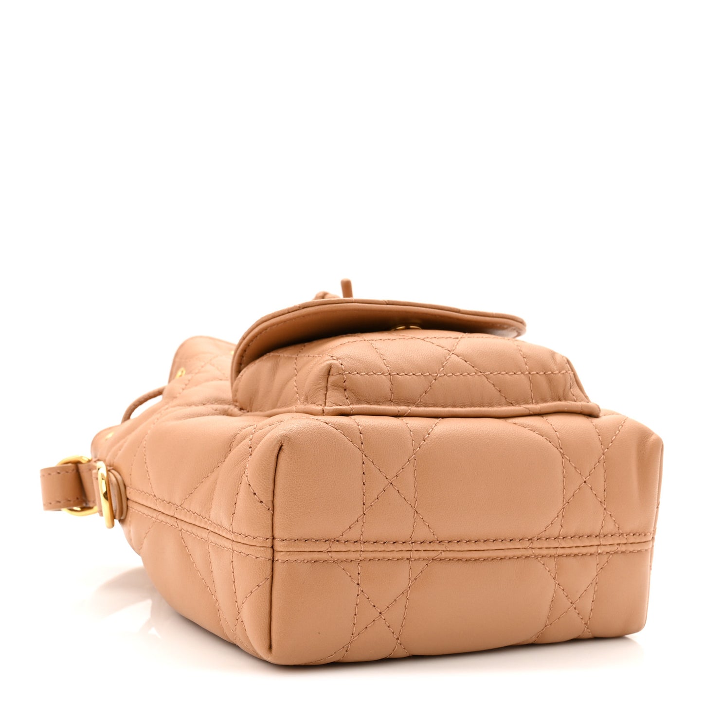 Lambskin Macrocannage Caro Nano Bucket Bag Light Gold