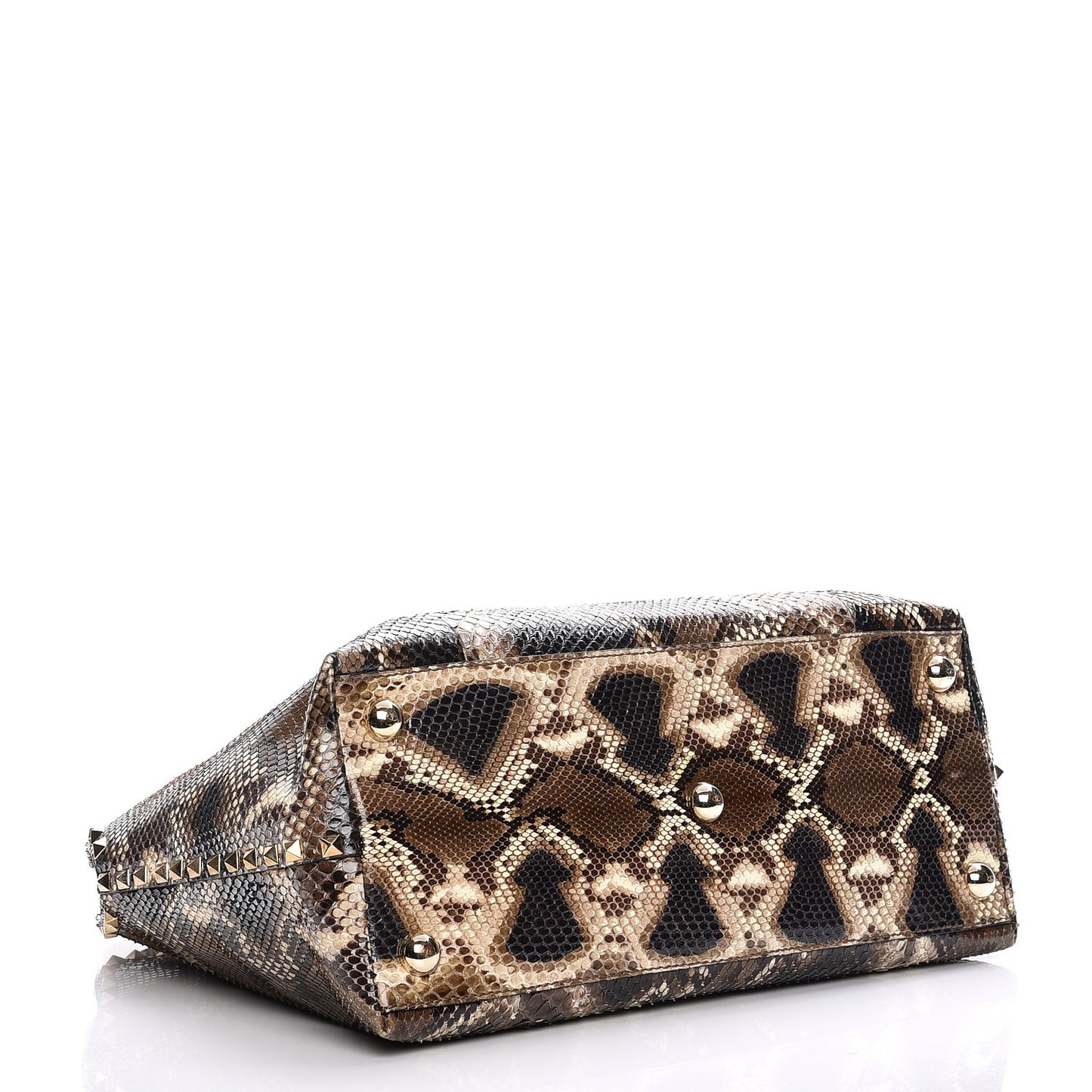 Python Rockstud Dome Satchel Beige