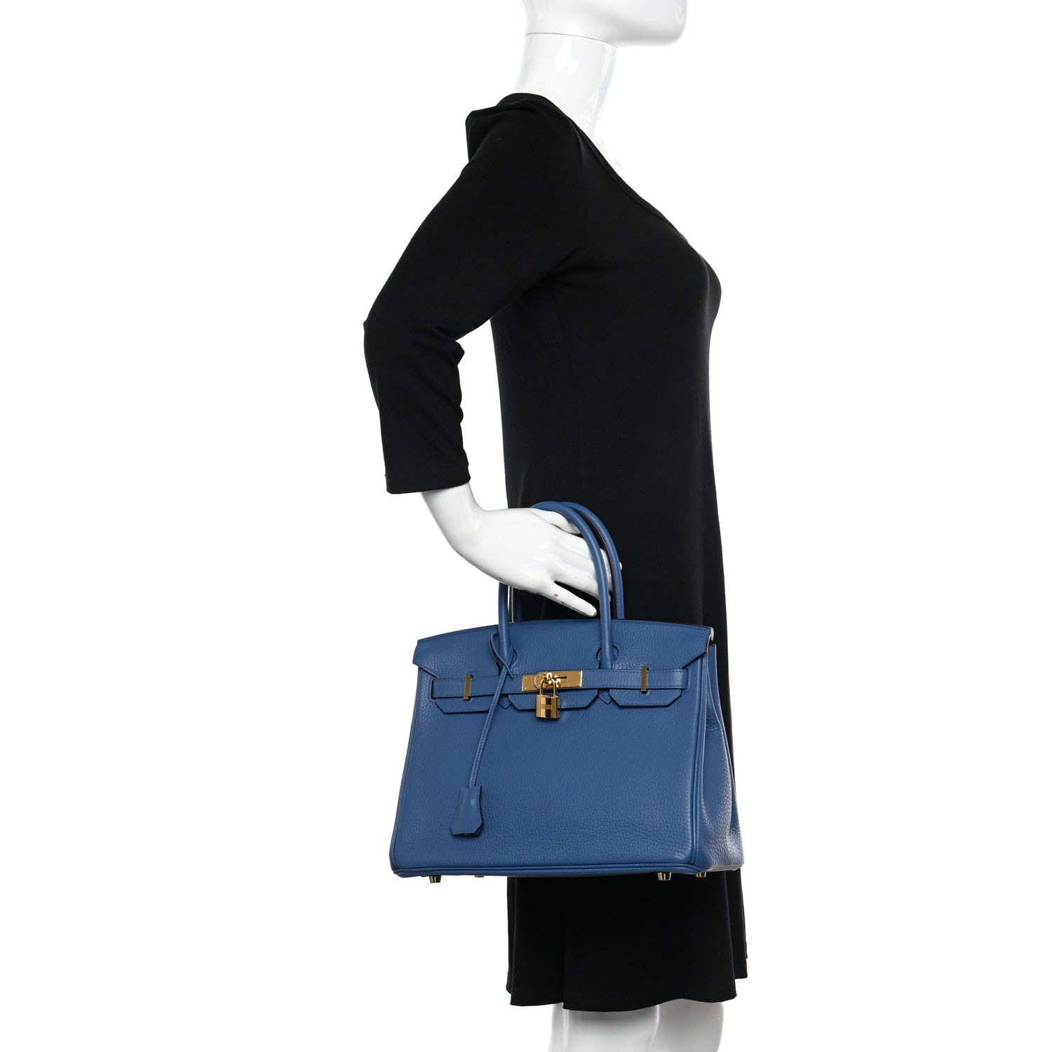 Hermes Taurillon Clemence Birkin 30 Bleu Agate 2 of 17