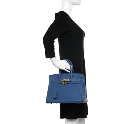 Hermes Taurillon Clemence Birkin 30 Bleu Agate 2 of 17