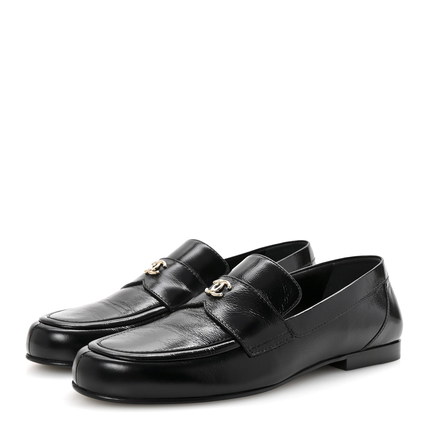 Calfskin CC Moccasin Loafers 38.5 Black