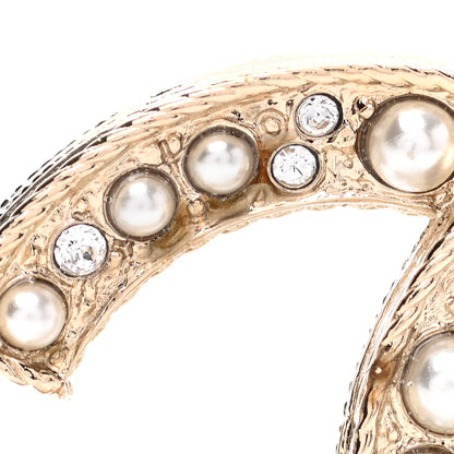 Chanel Pearl Crystal CC Brooch Gold 5 of 7