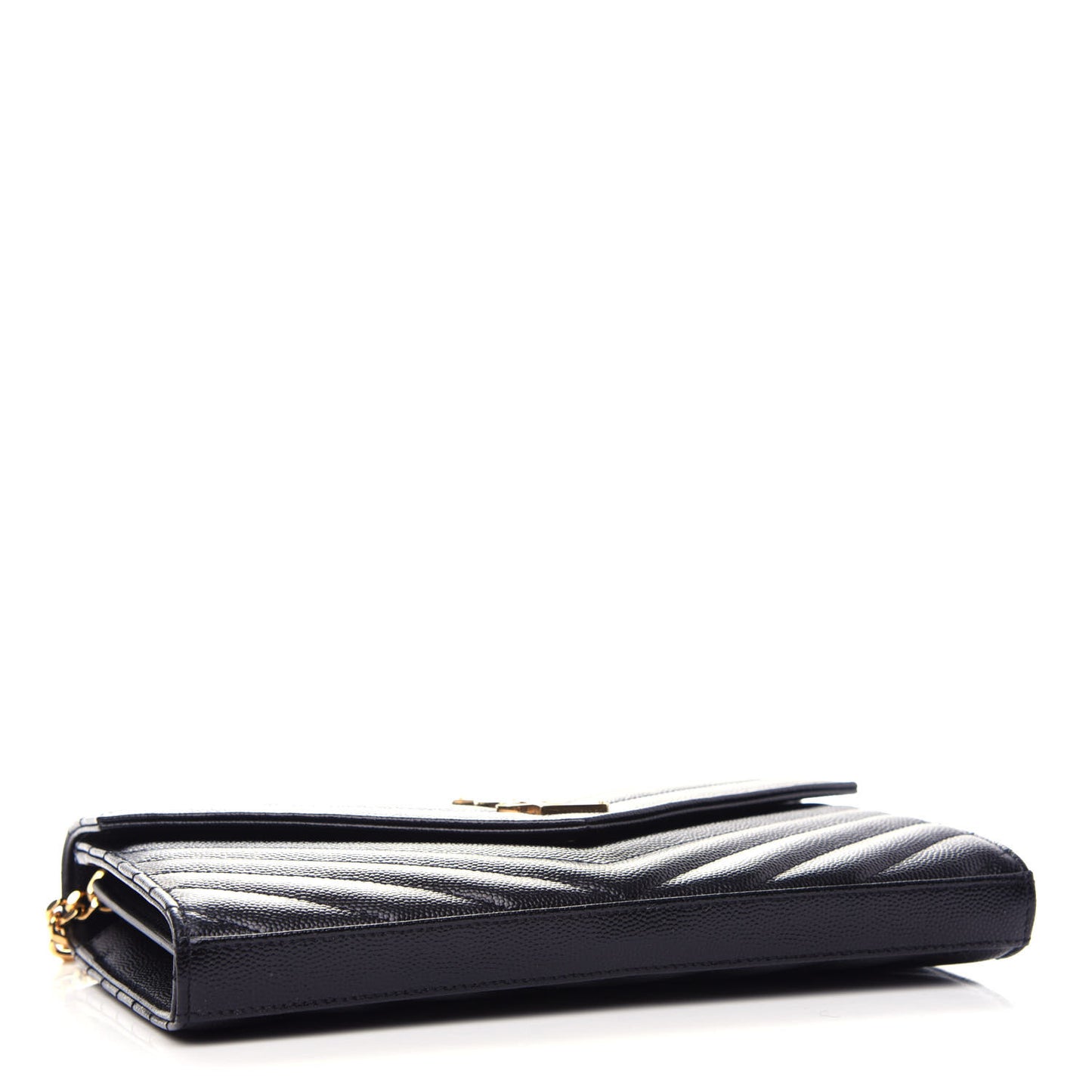 Grain De Poudre Matelasse Chevron Monogram Chain Wallet Black