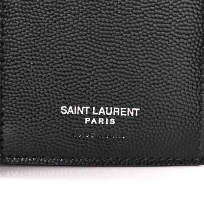 Saint Laurent Grain De Poudre Matelasse Chevron Monogram Compact Tri Fold Wallet Black 8 of 12