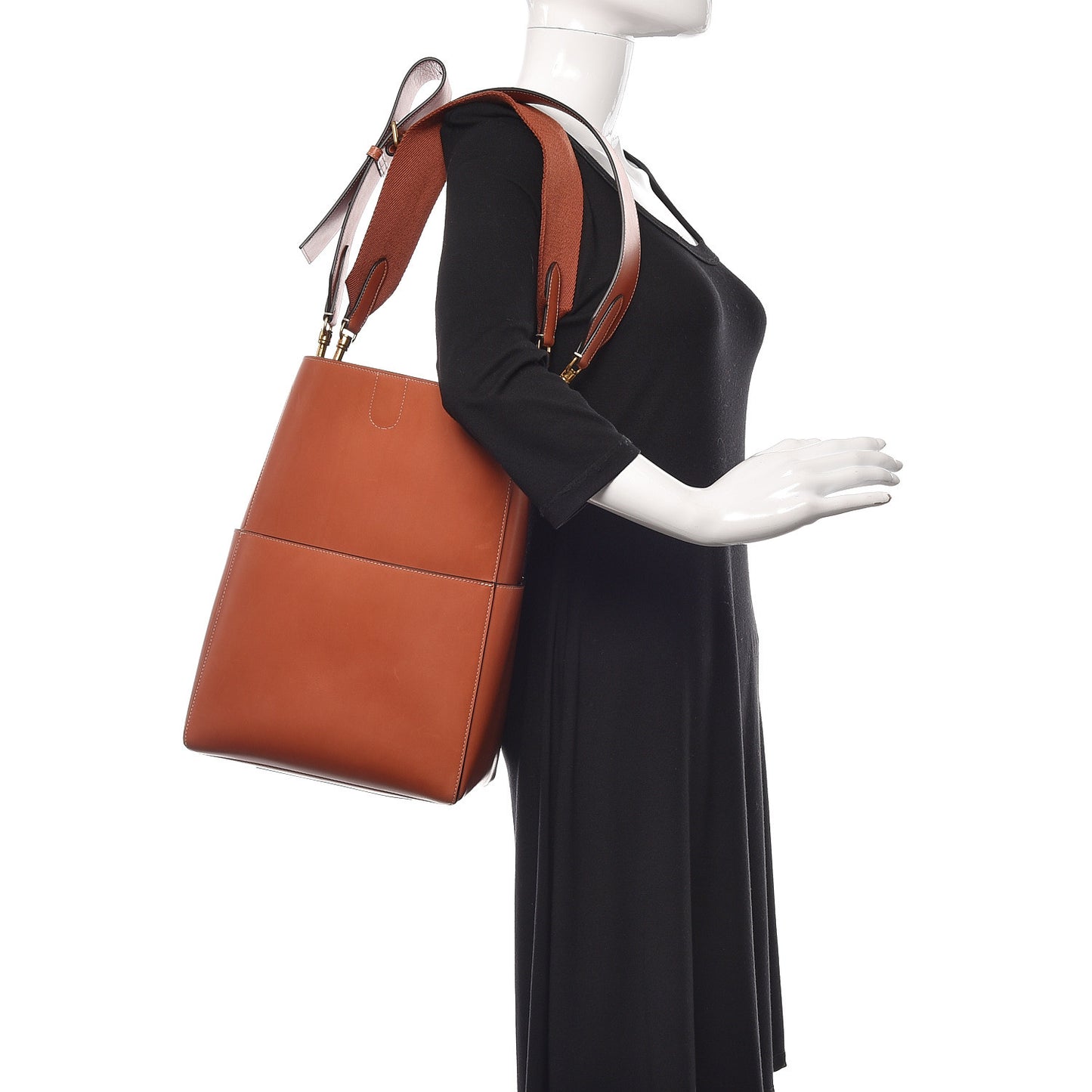 Natural Calfskin Sangle Bucket Bag Terracotta