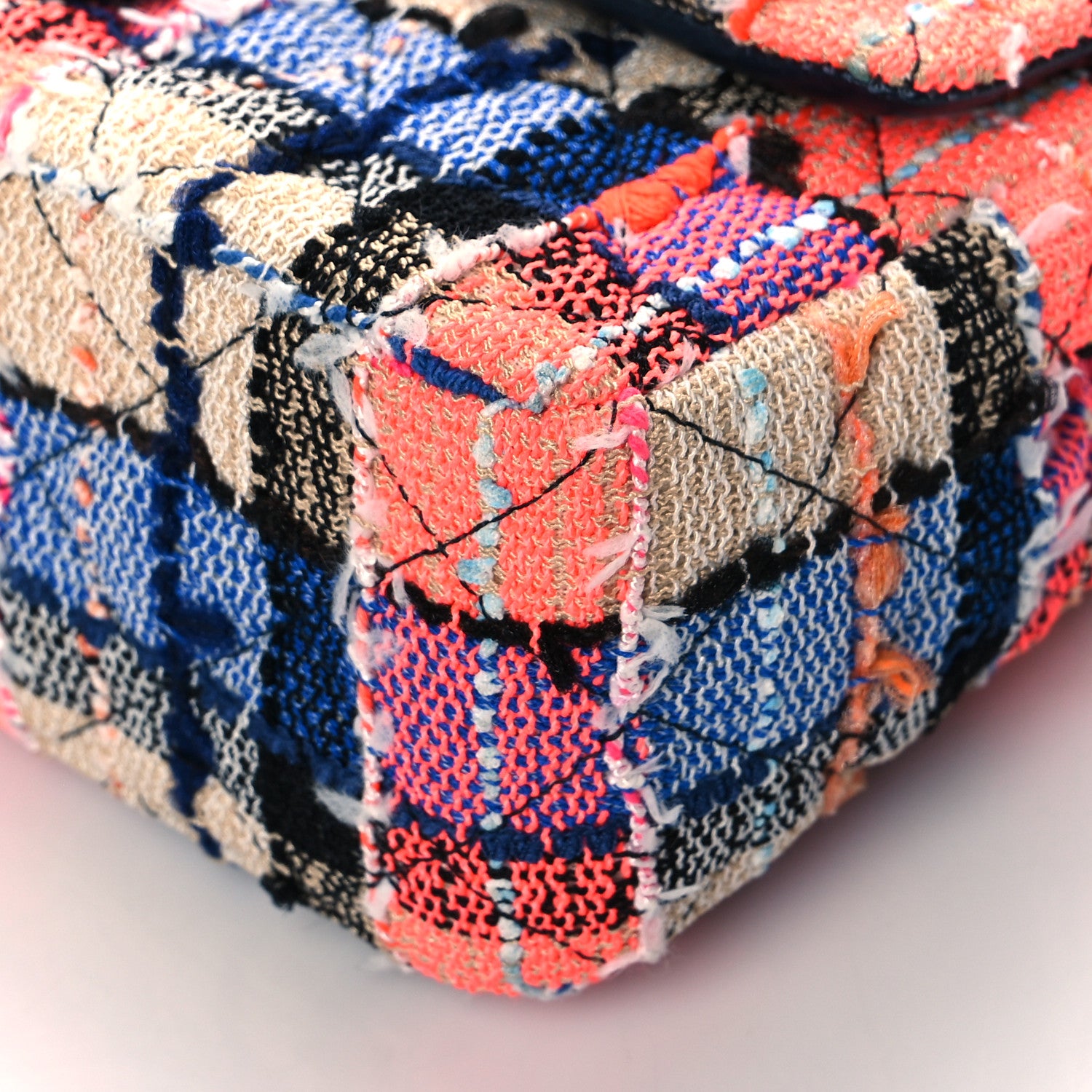 Chanel Tweed Quilted Mini Rectangular Flap Blue Orange Yellow 9 of 10