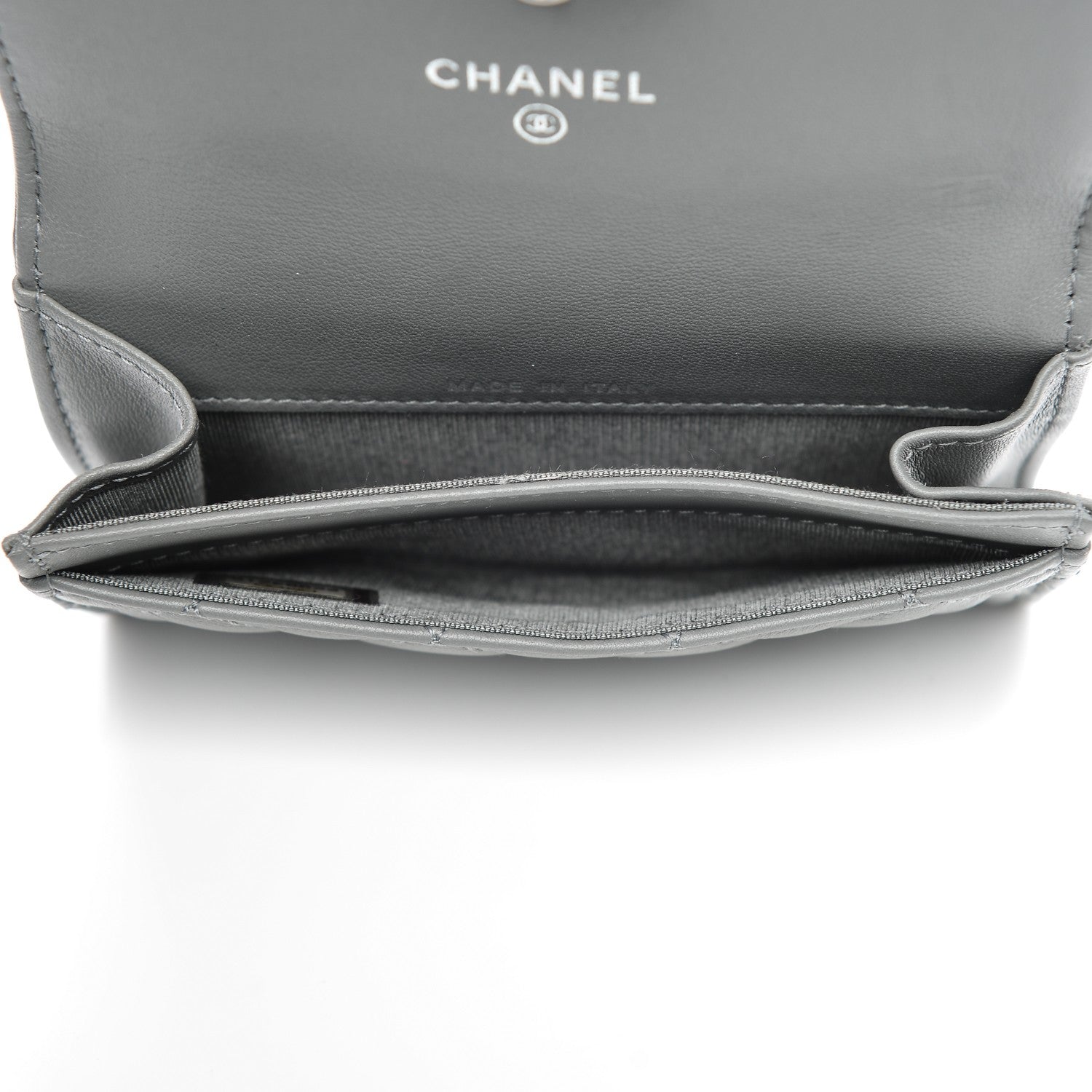 Chanel Calfskin Quilted Boy Card Holder Wallet Grey 5 of 8
