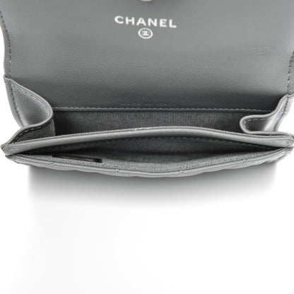 Chanel Calfskin Quilted Boy Card Holder Wallet Grey 5 of 8