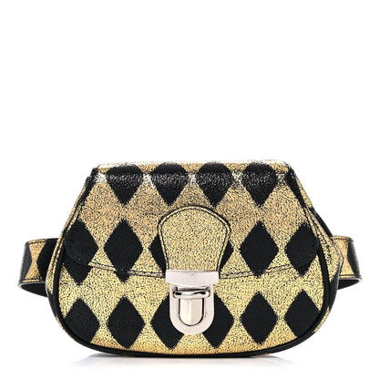 Gucci Metallic Cracked Calfskin Belt Bag Gold Black 1 of 13