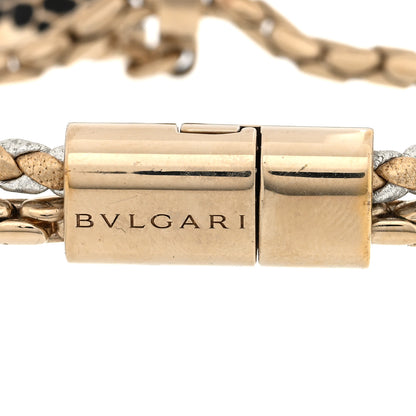 Bulgari Metallic Calfskin Braided Brass Enamel Serpenti Forever Double Coil Bracelet Gold Silver 4 of 4