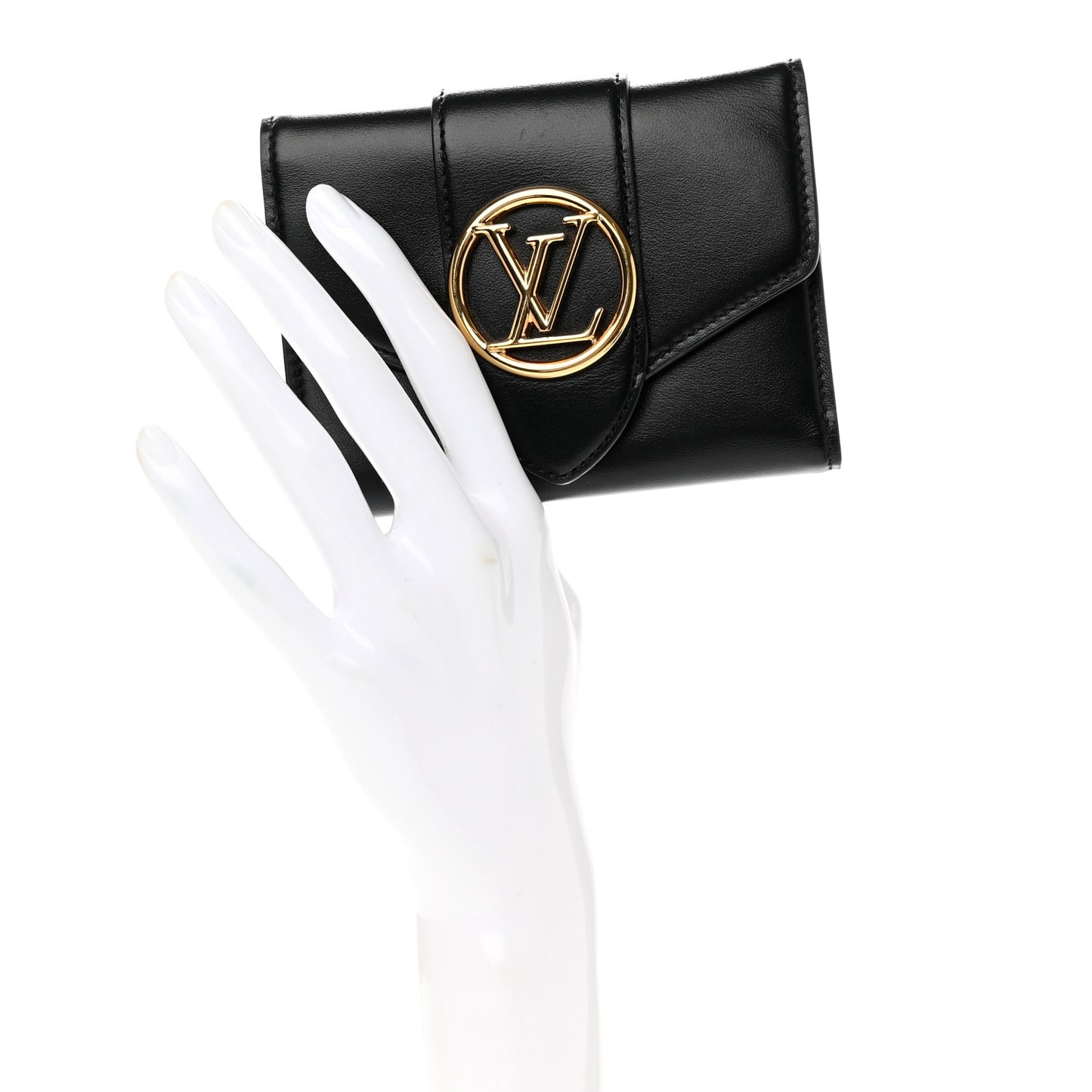 Smooth Calfskin LV Pont 9 Compact Wallet Black
