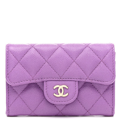 Chanel Caviar Quilted Flap Card Holder Wallet Purple 1 of 9