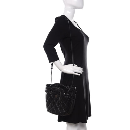 Balenciaga Nappa Calfskin Quilted Touch B Bucket Bag Black 2 of 9