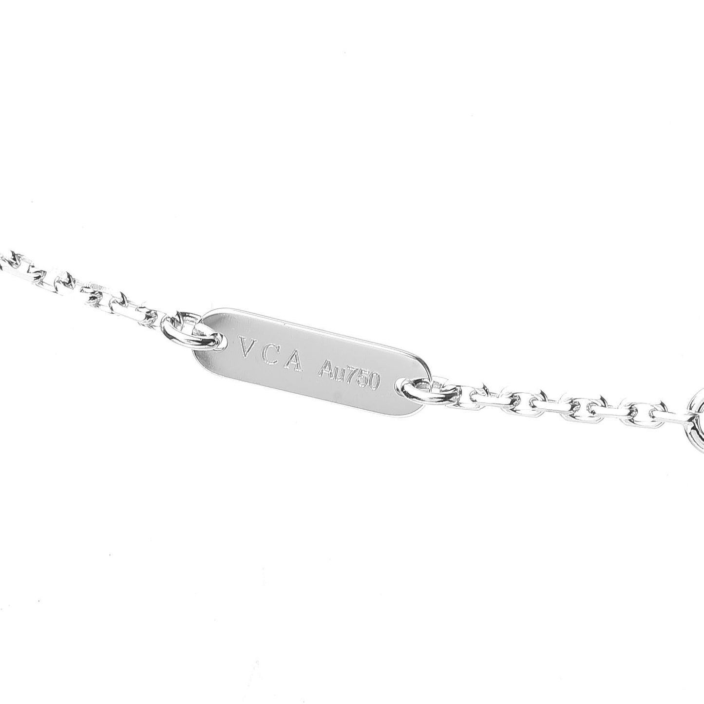 18K White Gold Mother of Pearl Vintage Alhambra Pendant Necklace