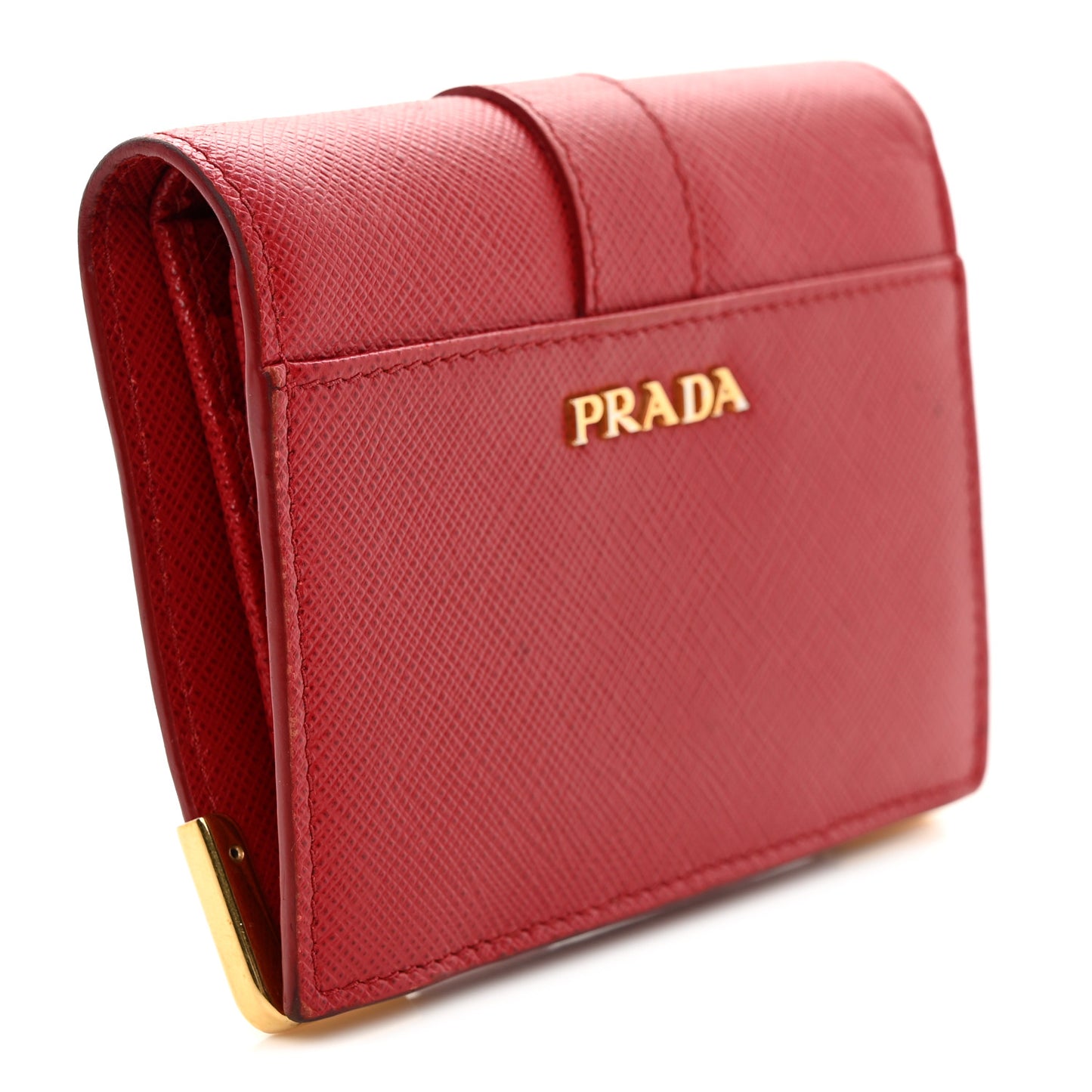Saffiano Cahier Compact Flap Wallet Fuoco