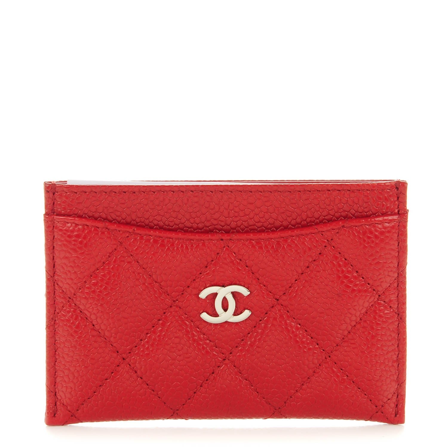 Chanel Caviar Quilted Card Holder Dark Red 1 of 8