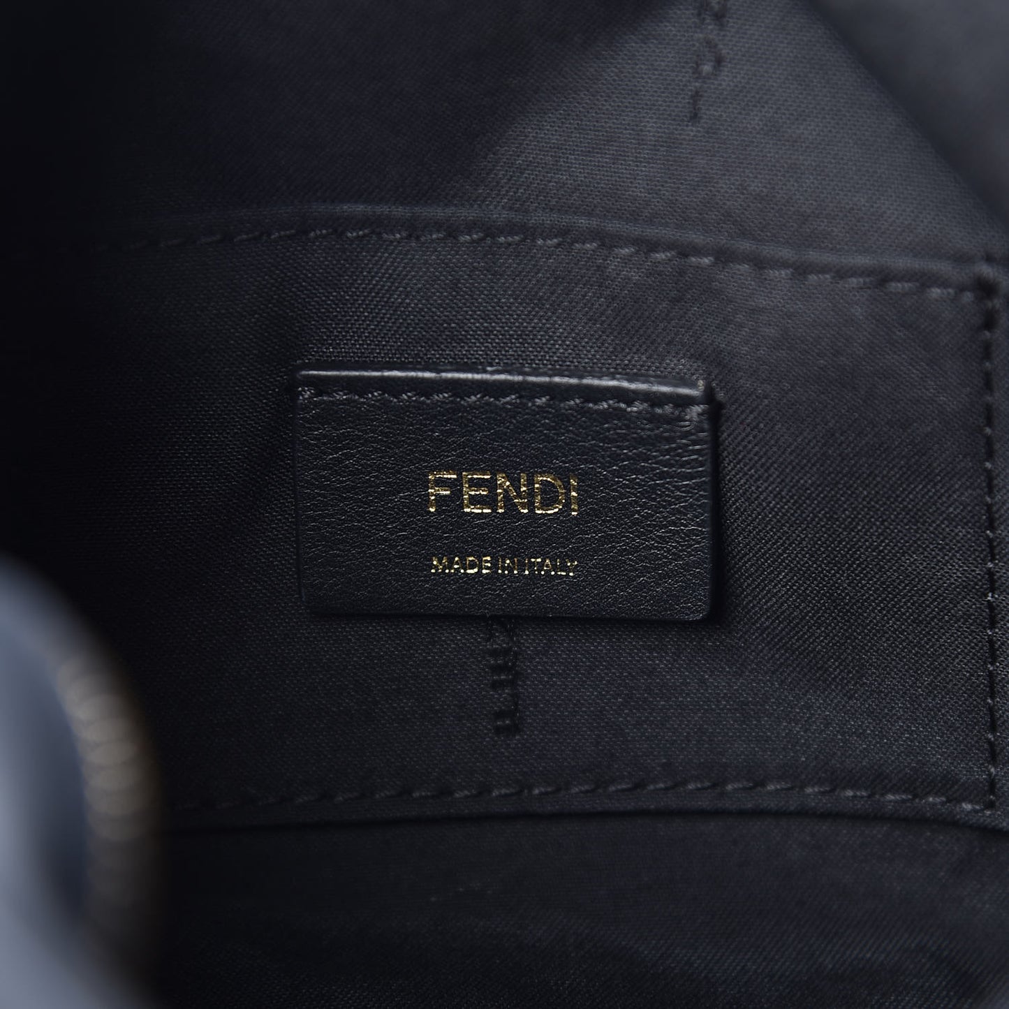 Glazed Fabric Vitello Century F is Fendi FF 1974 Stamp Patch Camera Case Mogano Panna Black