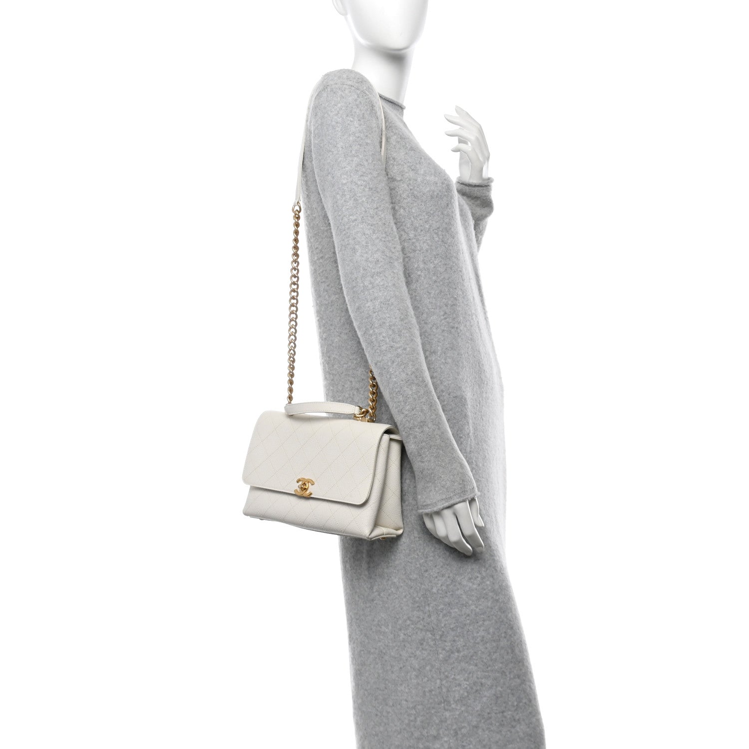 Chanel Grained Calfskin Small Stitched Flap White 2 of 16
