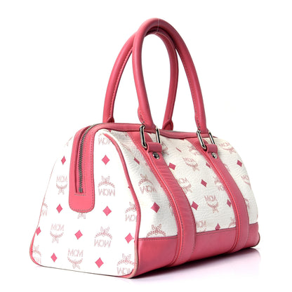 MCM Visetos Small Boston Bag Pink White 2 of 4