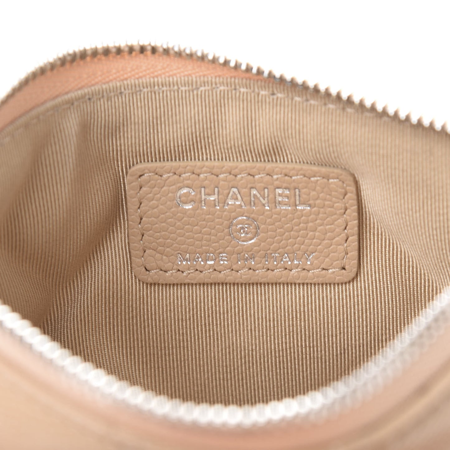 Caviar Quilted Small Cosmetic Case Beige