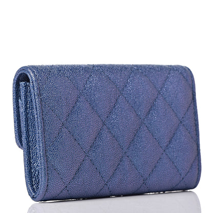 Chanel Iridescent Caviar Quilted Flap Card Holder Dark Blue 3 of 9