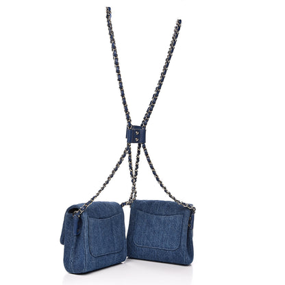Chanel Denim Quilted Side Packs Blue 4 of 13