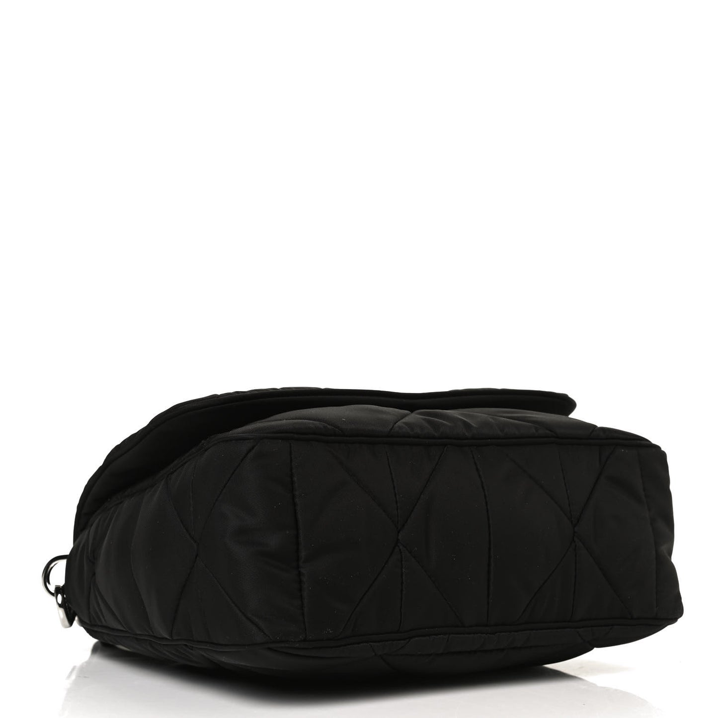 Re-Nylon Quilted Padded Flap Shoulder Bag Black