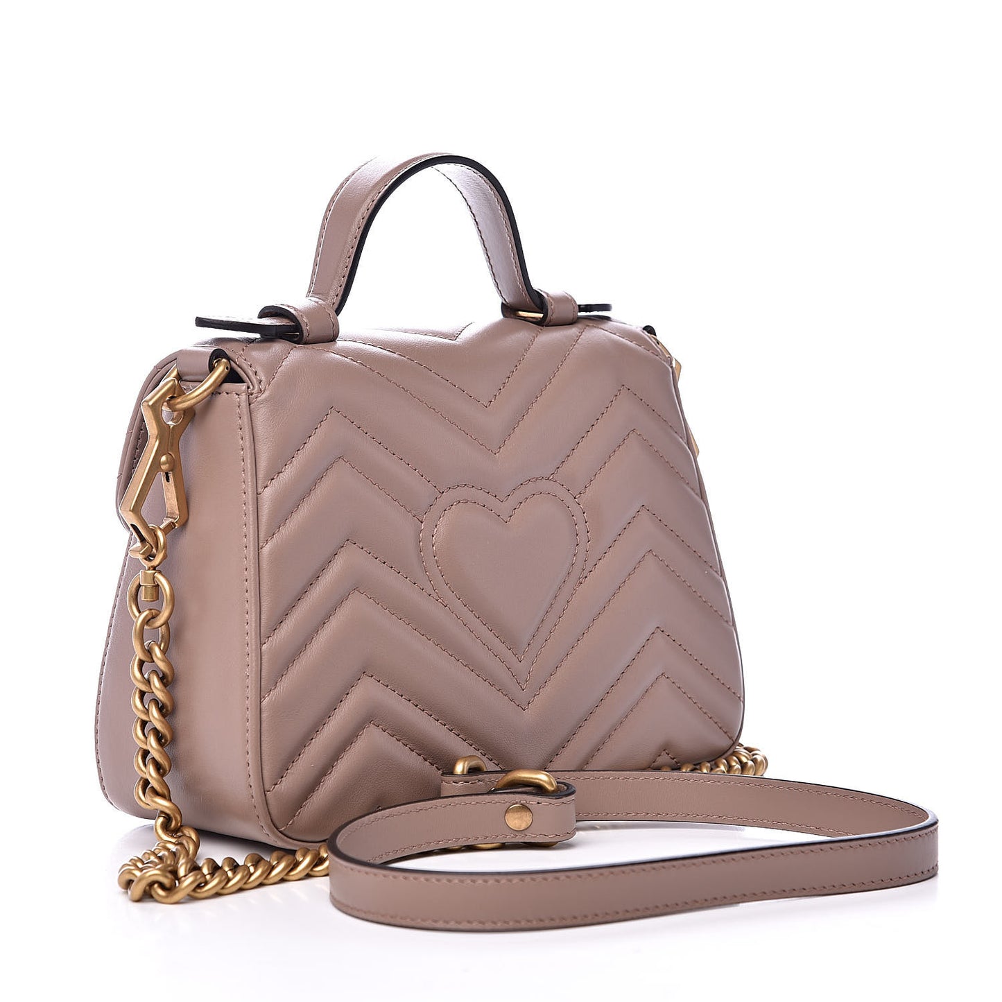 Calfskin Matelasse Mini GG Marmont Top Handle Shoulder Bag Porcelain Rose