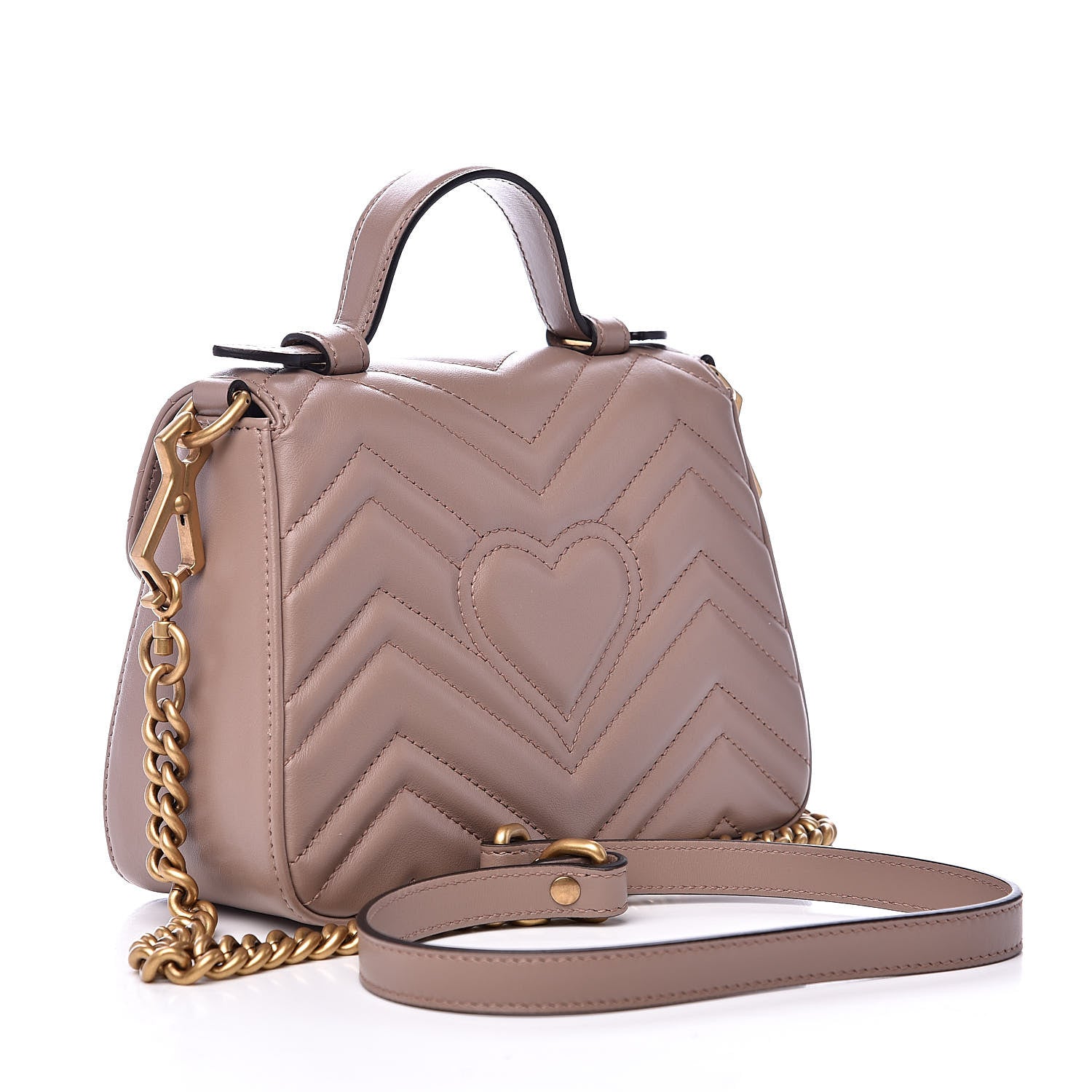 Gucci Calfskin Matelasse Mini GG Marmont Top Handle Shoulder Bag Porcelain Rose 3 of 10