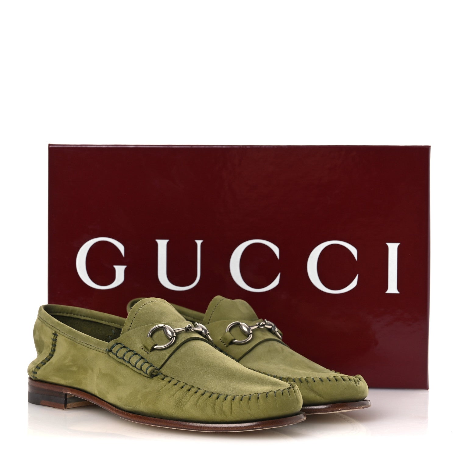 Gucci Nubuck Womens Horsebit Loafers 37 Herbs Light Green 12 of 12