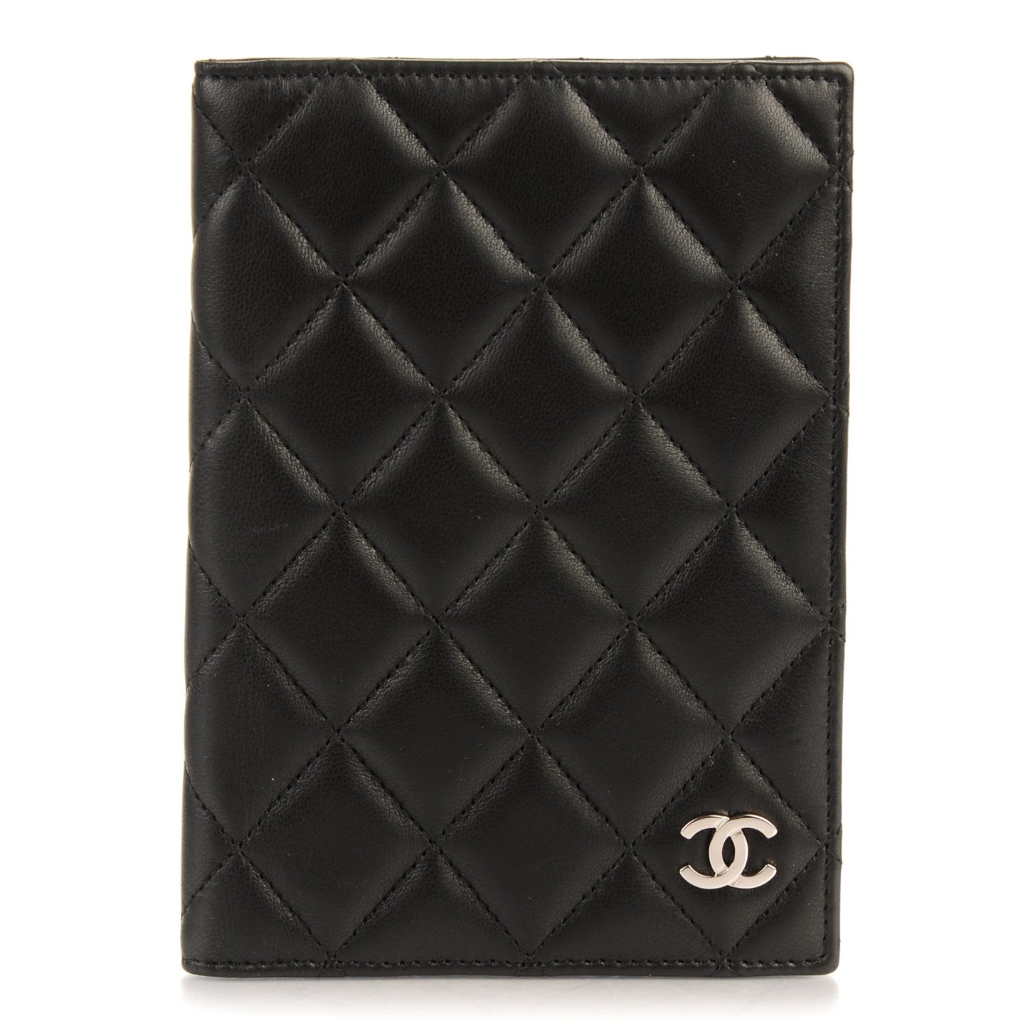 Lambskin Quilted Passport Holder Black