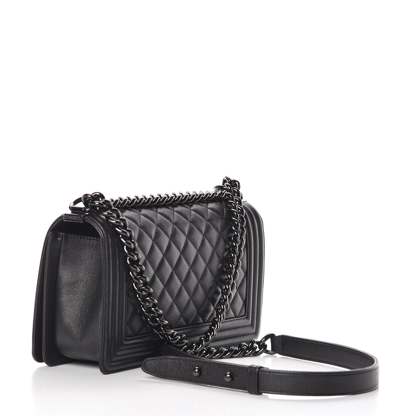 Caviar Quilted Medium Boy Flap So Black