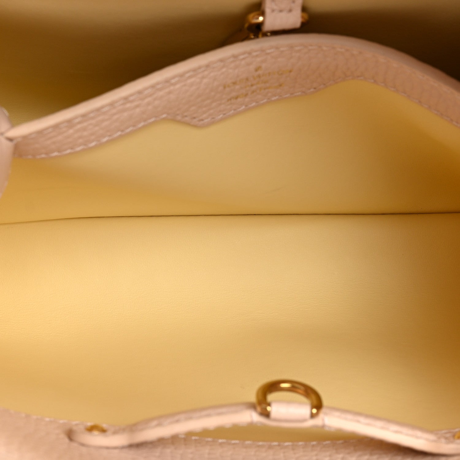 Louis Vuitton Taurillon Enamel Flower Chain Capucines BB Beige Yellow Creme 6 of 10