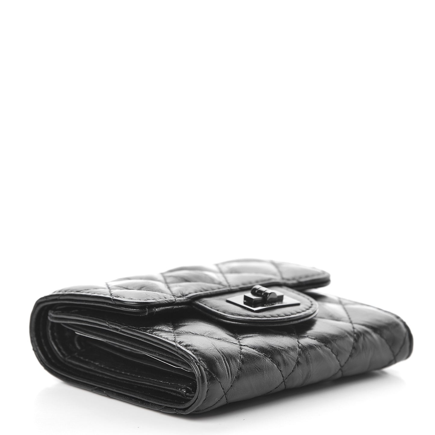 Aged Calfskin Quilted Reissue Compact Wallet So Black