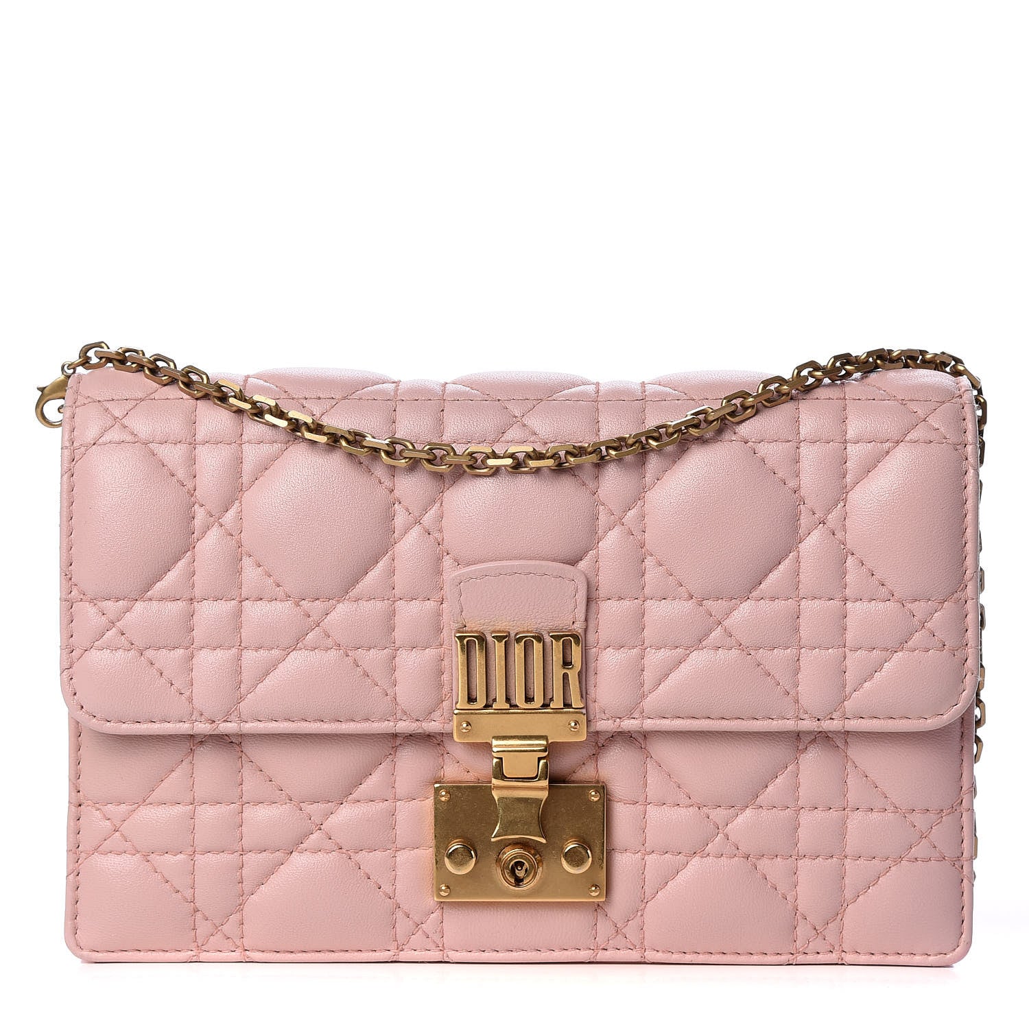 Christian Dior Lambskin Cannage Dioraddict Wallet On Chain Clutch Rose Poudre 1 of 8