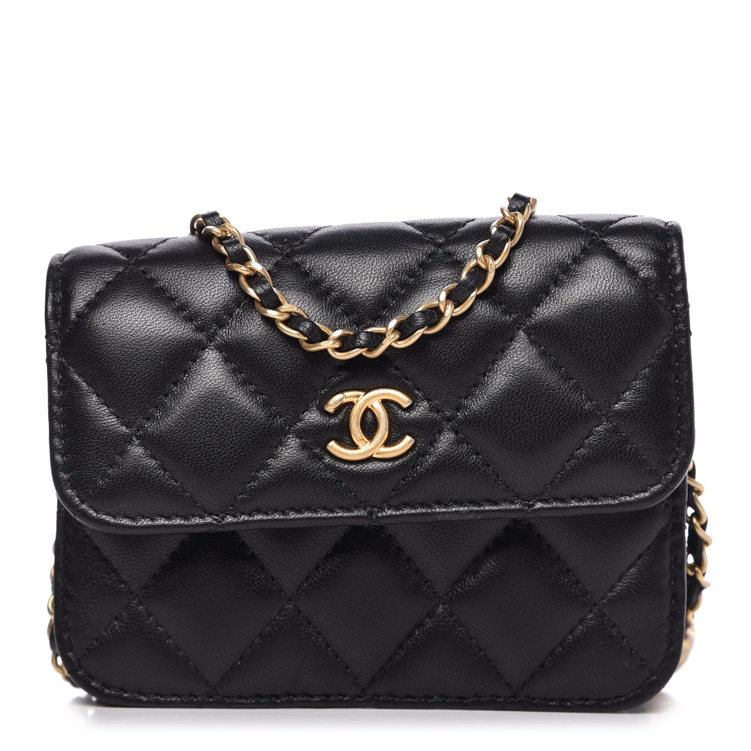 Chanel Lambskin Quilted Pearl Crush Clutch With Chain Black 1 of 12