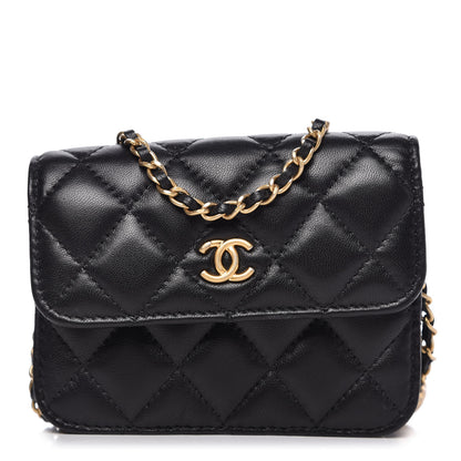 Chanel Lambskin Quilted Pearl Crush Clutch With Chain Black 1 of 12